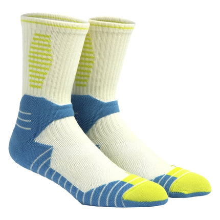 Adult Basketball Socks Men Thick Terry Sports Socks(White Blue)-garmade.com