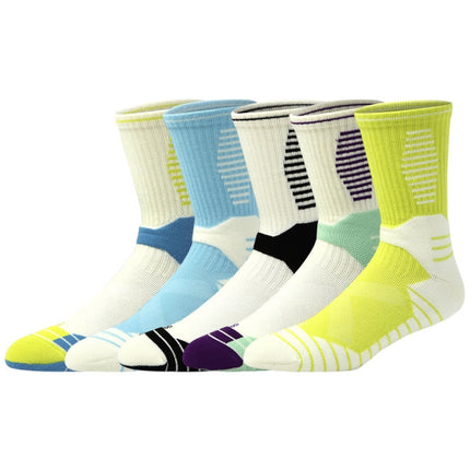 Adult Basketball Socks Men Thick Terry Sports Socks(White and Green)-garmade.com