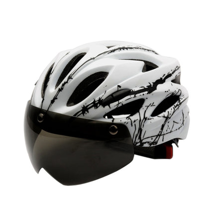 RZ285 Bicycle Outdoor Riding Helmet With Goggles(White Black)-garmade.com