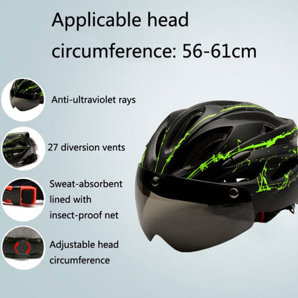 RZ285 Bicycle Outdoor Riding Helmet With Goggles(Black Green)-garmade.com