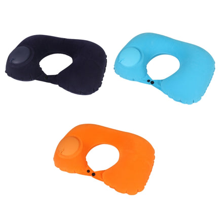 Travel Inflatable Press U-Shaped Neck Guard Pillow, Colour: Flocked U009-05（Dark Blue）-garmade.com