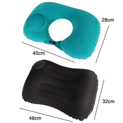 Travel Inflatable Press U-Shaped Neck Guard Pillow, Colour: Flocked U009-060（Sky Blue）-garmade.com