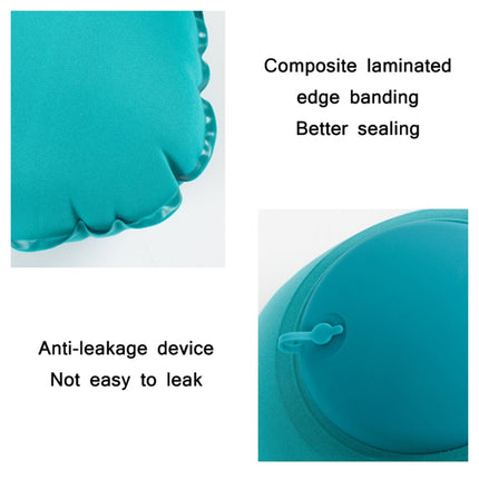 Travel Inflatable Press U-Shaped Neck Guard Pillow, Colour: Flocked U018-03（Peacock Green）-garmade.com