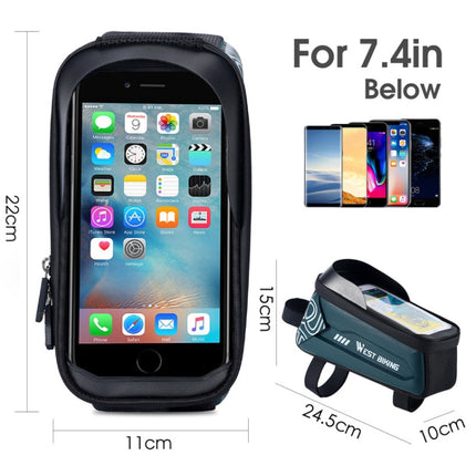 WEST BIKING Bicycle Upper Tube 2.2L Hard Shell Bag For 7.4 Inch Mobile Phone(Black)-garmade.com