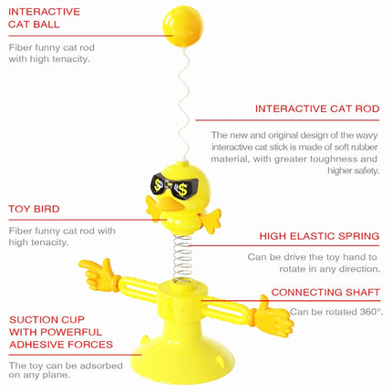 THN-06 Suction Cup Windmill Turntable Funny Cat Rod Spring Cat Toys(Pink)-garmade.com