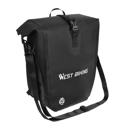WEST BIKING 25L Mountain Bike Shelf Waterproof Reflective Camel Bag(Black)-garmade.com