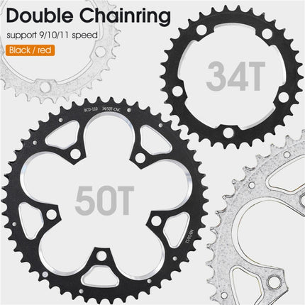 WEST BIKING 34T-50T Road Bike Racing Folding Chainwheel(Red)-garmade.com