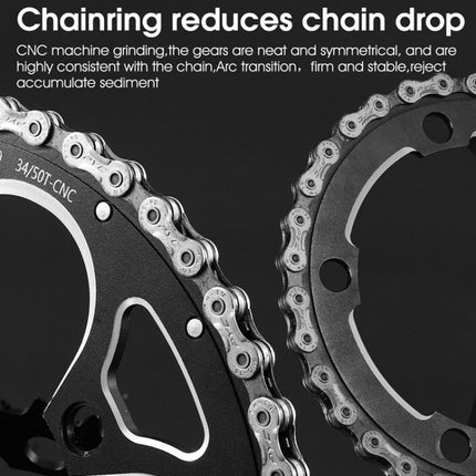 WEST BIKING 34T-50T Road Bike Racing Folding Chainwheel(Black)-garmade.com