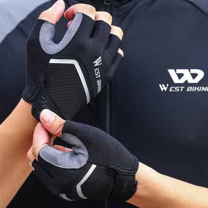 WEST BIKING YP0211222 Bicycle Riding Shock-Absorbing Half-Finger Gloves, Size: XL(Black Blue)-garmade.com