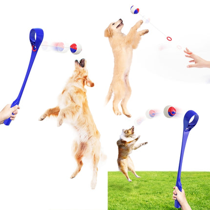 PQG-01 Dog Throw Ball Rod Outdoor Interactive Walk Dog Toys(Lake Blue)-garmade.com