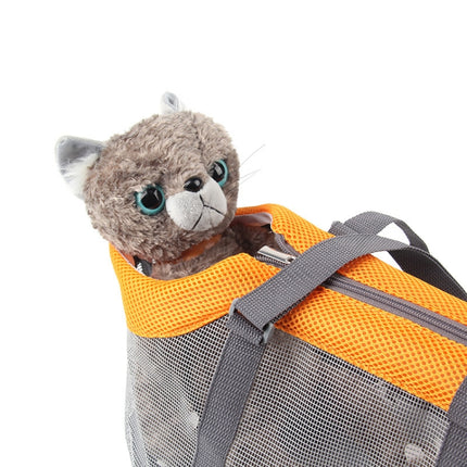 Pttie Baggie Panoramic Breathable Dog Outing Handbag(0901C Grey + Orange)-garmade.com