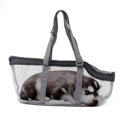 Pttie Baggie Panoramic Breathable Dog Outing Handbag(0901B Grey + Blue)-garmade.com