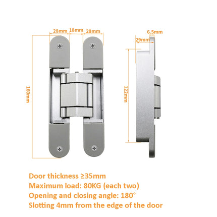 Three-Dimensional Adjustable Cross Hinge Folding Door Concealed Hinge, Specification: No. 3 Dumb Black 80kg-garmade.com