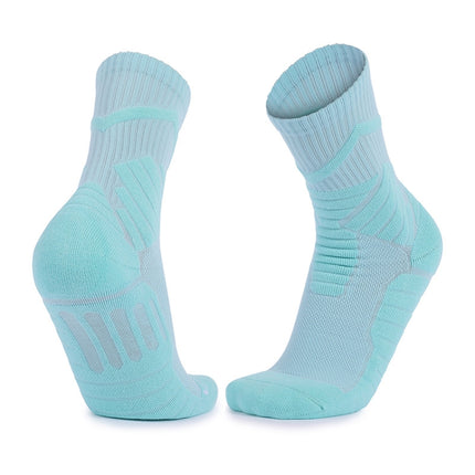 Men Basketball Socks Shock Absorption Mid-Tube Sports Socks, Size: Free Size(Light Blue)-garmade.com
