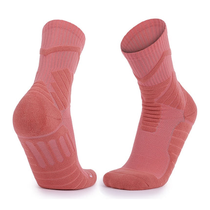 Men Basketball Socks Shock Absorption Mid-Tube Sports Socks, Size: Free Size(Watermelon Red)-garmade.com