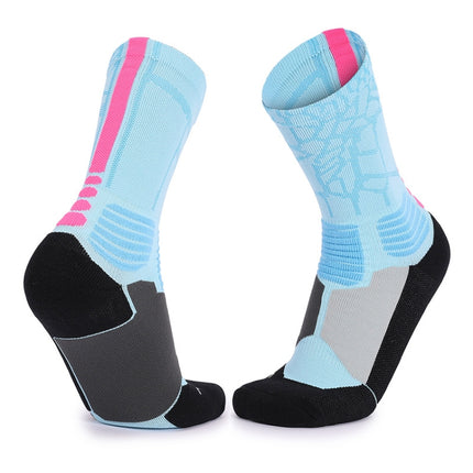 Men And Women Mid-Tube Sports Socks Combat Non-Slip Basketball Socks, Size: Free Size(Blue)-garmade.com