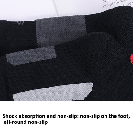 Men And Women Mid-Tube Sports Socks Combat Non-Slip Basketball Socks, Size: Free Size(Black)-garmade.com