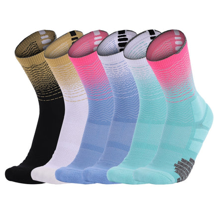 Thickened High-Top Sports Socks Non-Slip Mid-Tube Socks, Size: Free Size(Lake Blue White)-garmade.com