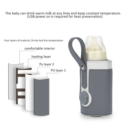 027 Leather Insulated Baby Bottle Cover Heating Bottle Bag, Size: Free Size(Dark Brown)-garmade.com
