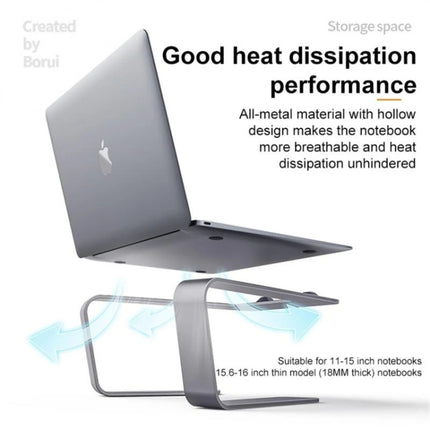 BONERUY P49 Aluminium Alloy Heat-Dissipating Notebook Holder Storage Heightened Holder(Grey)-garmade.com