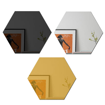 Ym300 16 PCS / Set Home Personal Wall Stickers DIY Acrylic Wall Decorative Mirror(Hexagon Gold)-garmade.com