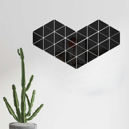 Ym300 16 PCS / Set Home Personal Wall Stickers DIY Acrylic Wall Decorative Mirror(Quartet Black)-garmade.com