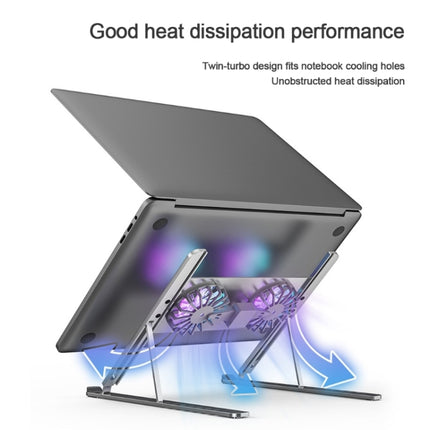 BONERUY P11F Notebook Cooling Bracket Fan Aluminum Alloy Radiator, Colour: Silver with Type-C Cable-garmade.com
