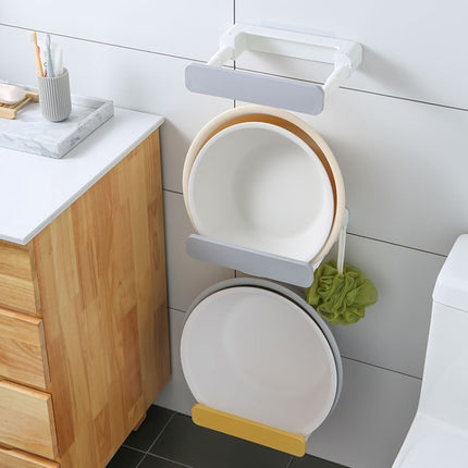 Retractable Washbasin Rack Without Punching Toilet Rack With Storage (White Gray)-garmade.com