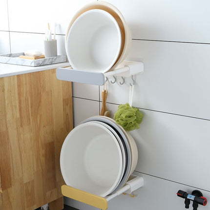 Retractable Washbasin Rack Without Punching Toilet Rack Without Storage (White Gray)-garmade.com