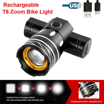 7602 LED USB Charging Telescopic Zoom Bicycle Front Light, Specification: Headlight-garmade.com