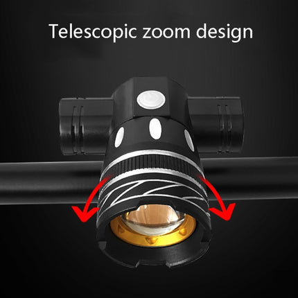 7602 LED USB Charging Telescopic Zoom Bicycle Front Light, Specification: Headlight + 928 Taillight-garmade.com