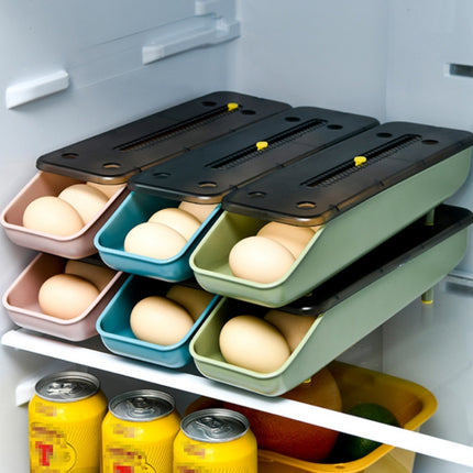 2 PCS Automatically Fill The Egg Storage Box Refrigerator Fresh-Keeping Box(Printing Pink)-garmade.com