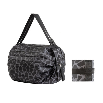 Shopping Bag Foldable Travel Shoulder Portable Bag(Black Leopard)-garmade.com