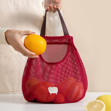yq007 Kitchen Multi-Function Wall Hanging Fruits And Vegetables Storage Bags Portable Hollow Mesh Bag(Rose Red)-garmade.com