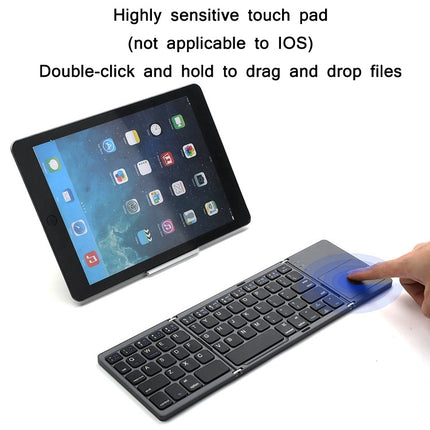 B066 78 Keys Bluetooth Multi-System Universal Folding Wireless Keyboard with Touchpad(Pearley Gray)-garmade.com