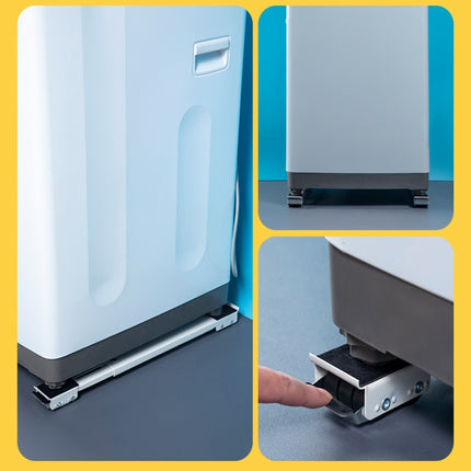 2 PCS Washing Machine Stand Movable Adjustable Refrigerator Base(Silver )-garmade.com
