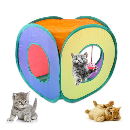 B18210 Square Cat Tunnel Can Storage Folding Cat Channel(Rainbow)-garmade.com