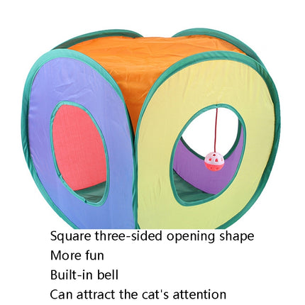 B18210 Square Cat Tunnel Can Storage Folding Cat Channel(Rainbow)-garmade.com