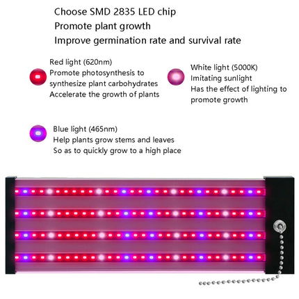 LED Growth Lamp Full Spectrum Plant Light Tube, Style: Small Double Row 100cm(US Plug)-garmade.com