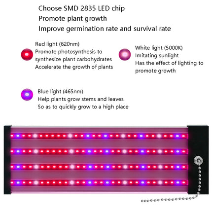 LED Growth Lamp Full Spectrum Plant Light Tube, Style: Large Four Rows 100cm(US Plug)-garmade.com