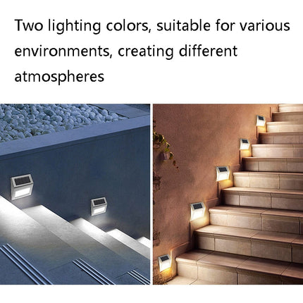 6 LED Solar Stainless Steel Stair Ladder Lamp Wall Light(Warm Light)-garmade.com