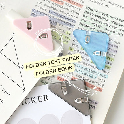 14 PCS Student Test Paper Storage Triangle Book Edge Clip(Transparent Pink)-garmade.com