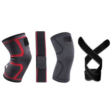 Pressurized Tape Knit Sports Knee Pad, Specification: M (Red)-garmade.com