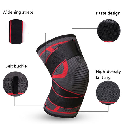 Pressurized Tape Knit Sports Knee Pad, Specification: M (Red)-garmade.com