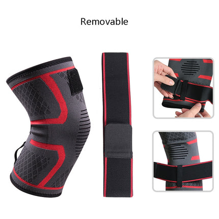 Pressurized Tape Knit Sports Knee Pad, Specification: M (Red)-garmade.com