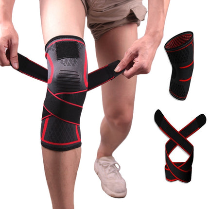 Pressurized Tape Knit Sports Knee Pad, Specification: L (Red)-garmade.com