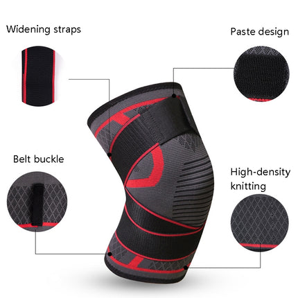 Pressurized Tape Knit Sports Knee Pad, Specification: L (Red)-garmade.com