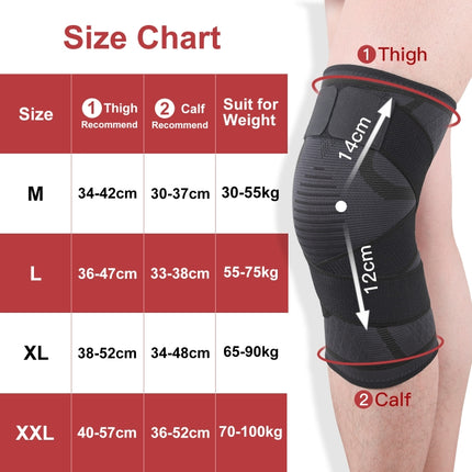 Pressurized Tape Knit Sports Knee Pad, Specification: L (Red)-garmade.com