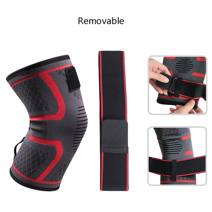 Pressurized Tape Knit Sports Knee Pad, Specification: XL (Red)-garmade.com