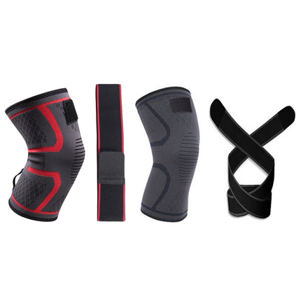 Pressurized Tape Knit Sports Knee Pad, Specification: XXL (Red)-garmade.com